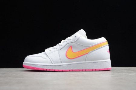 Men's | Air Jordan 1 Low Edge Glow GS White Lemon Venom Pink Blast Basketball Shoes