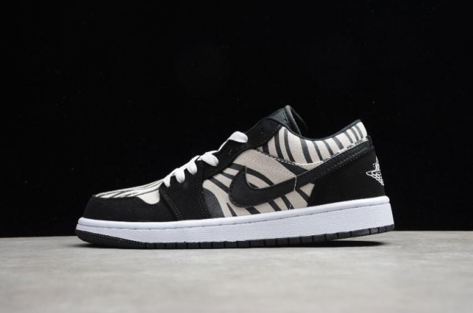 Women's | Air Jordan 1 Low Zebra White Black Basketball Shoes