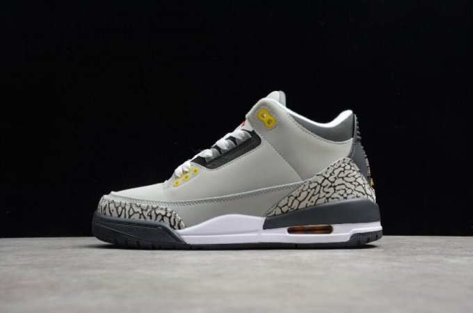 Women's | Air Jordan 3 Retro Silver Light Graphite Orange Peel Sport Red Basketball Shoes