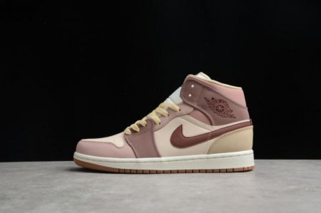 Women's | Air Jordan 1 Mid Se Barely Orange Dark Pony Shoes Basketball Shoes