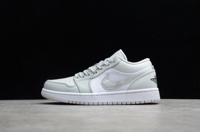 Women's | Air Jordan 1 Low GS White Photon Dust Grey Fog Basketball Shoes