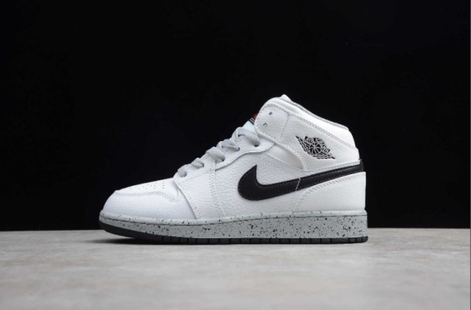 Women's | Air Jordan 1 Mid White Black Basketball Shoes