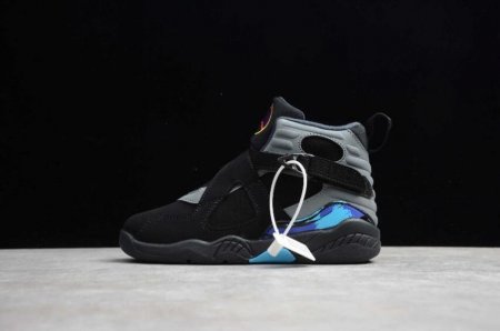 Kids | Air Jordan 8 Retro TD Black Grey Blue Basketball Shoes