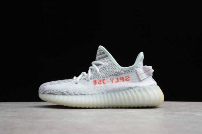 Women's | Adidas Yeezy Boost 350V2 Blue Tint Grey Three Hi-Res Red B37571