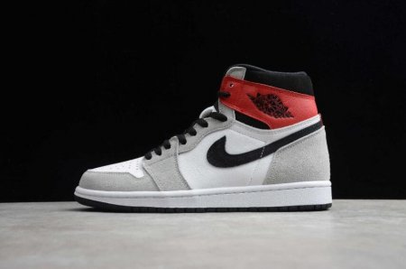 Women's | Air Jordan 1 High OG Light Smoke Grey White Black Varsity Red Basketball Shoes