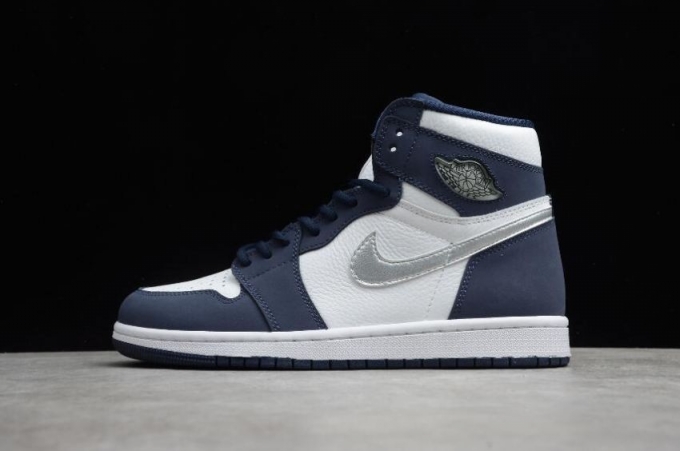 Women's | Air Jordan 1 Retro High OG White Navy Basketball Shoes