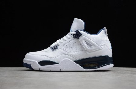 Women's | Air Jordan 4 Retro LS Columbia White Legend Blue Midnight Navy Shoes Basketball Shoes