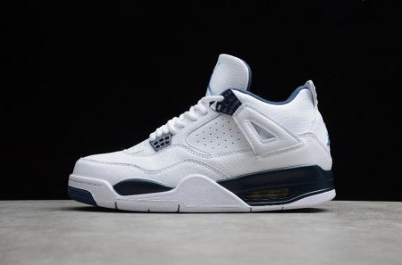 Men's | Air Jordan 4 Retro LS Columbia White Legend Blue Midnight Navy Shoes Basketball Shoes