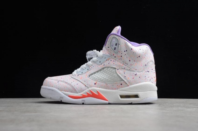 Women's | Air Jordan 5 Retro SE GG White Laser Crimson Basketball Shoes