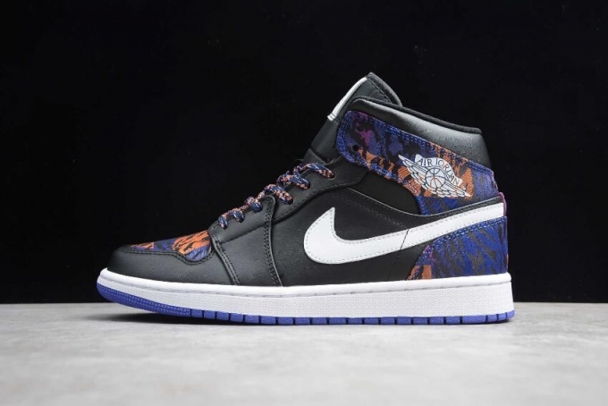 Women's | Air Jordan 1 Mid SE Black White Rush Violet Basketball Shoes