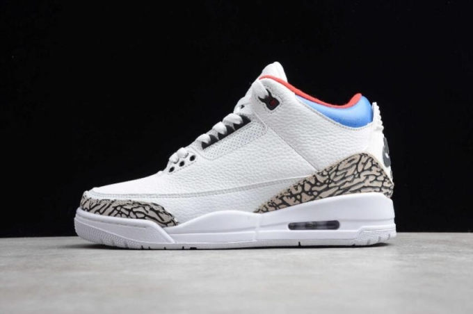 Men's | Air Jordan 3 Retro Tinker NRG White Blue Red Basketball Shoes