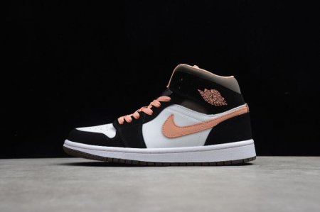 Men's | Air Jordan 1 Mid Se White Apricot Agate Black Basketball Shoes