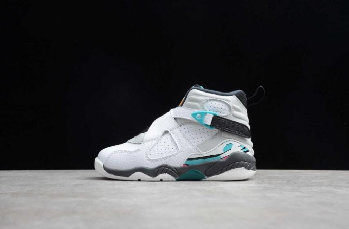 Kids | Air Jordan 8 Retro TD White Turbo Green Basketball Shoes