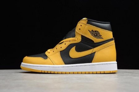 Women's | Air Jordan 1 Retro High OG Pollen Metallic Gold Black White Basketball Shoes