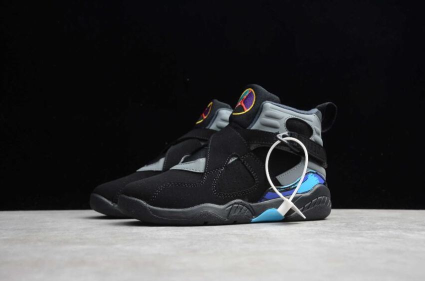 Kids | Air Jordan 8 Retro TD Black Grey Blue Basketball Shoes