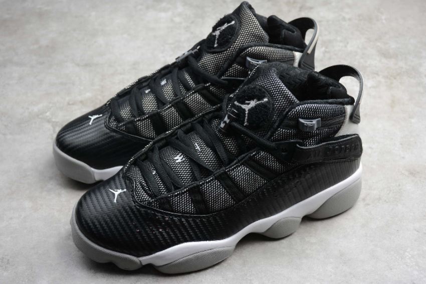 Women's | Air Jordan 6 Retro Rings Black Medium Grey White Basketball Shoes