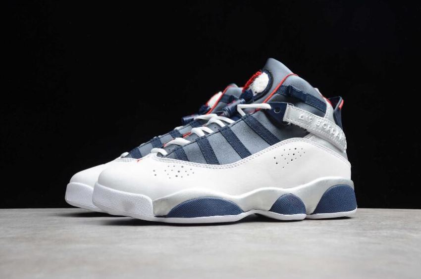Women's | Air Jordan 6 Retro Rings White Light Navy Blue Basketball Shoes
