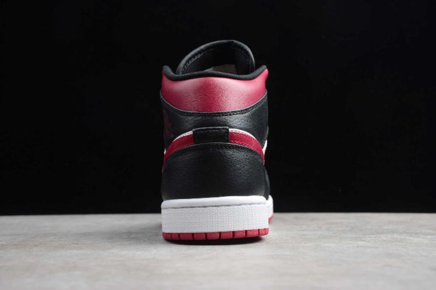 Women's | Air Jordan 1 Mid Black Bred Toe White Basketball Shoes