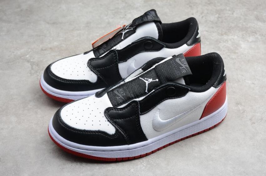 Women's | Air Jordan 1 Retro Low Slip White Gym Red Black Basketball Shoes