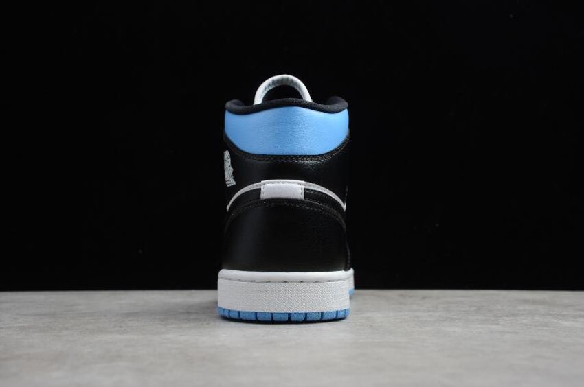 Women's | Air Jordan 1 Mid White Black University Blue Shoes Basketball Shoes