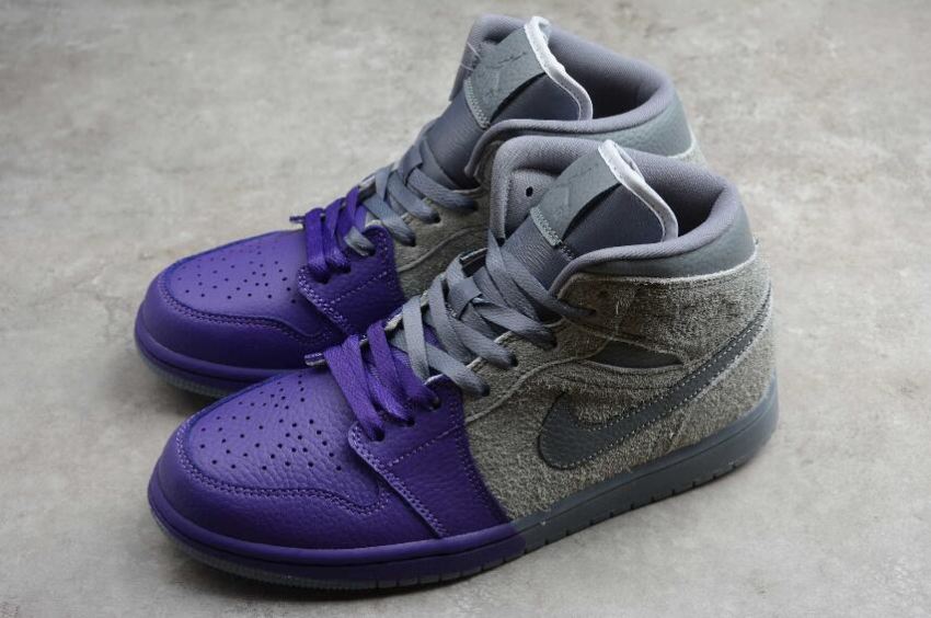 Men's | Air Jordan 1 Mid SE Cool Grey Purple Basketball Shoes