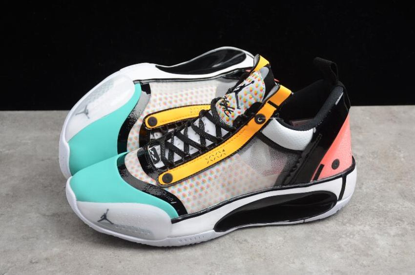 Men's | Air Jordan XXXIV Low GUO PF White Black Hyper Jade CZ7748-100 Basketball Shoes