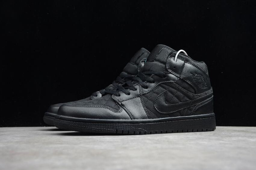 Women's | Air Jordan 1 Mid Quil Ted Black La Grille Basketball Shoes