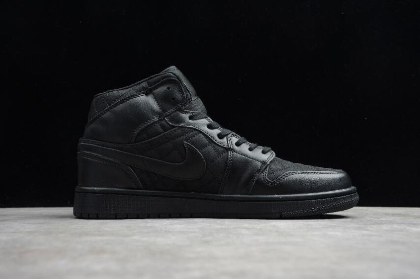 Women's | Air Jordan 1 Mid Quil Ted Black La Grille Basketball Shoes