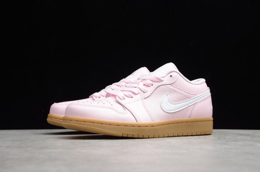 Women's | Air Jordan 1 Low Pink Gum Arctic Pink White-Gum Light Brown Basketball Shoes