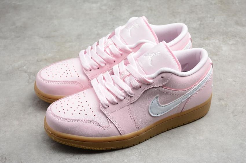 Women's | Air Jordan 1 Low Pink Gum Arctic Pink White-Gum Light Brown Basketball Shoes