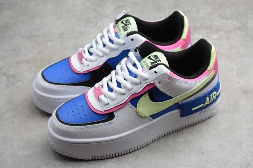 Women's | Nike Air Force 1 Shadow White Blue Green Pink CJ1641-100 Running Shoes
