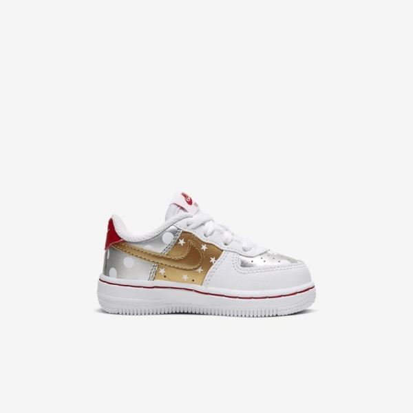Nike Shoes Force 1 Low | White / Metallic Gold / University Red / Metallic Silver