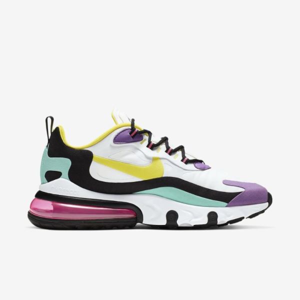 Nike Shoes Air Max 270 React (Geometric Abstract) | White / Black / Bright Violet / Dynamic Yellow