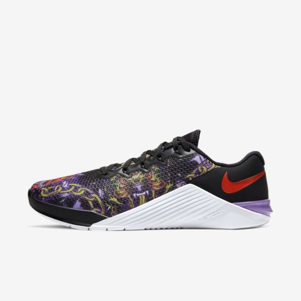 Nike Shoes Metcon 5 | Black / Purple Nebula / White / Bright Cactus